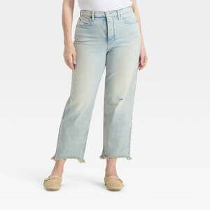 Women High-Rise Straight Ankle Jeans - Universal Thread Light Wash